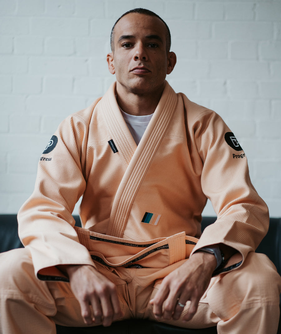 BJJ Athlete sporting the M6 Mark 6 Gi - Peach