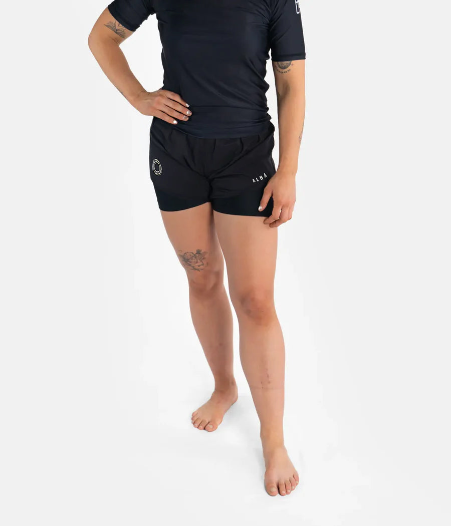 A L B A Women's Hybrid Shorts - Black Shorts XS