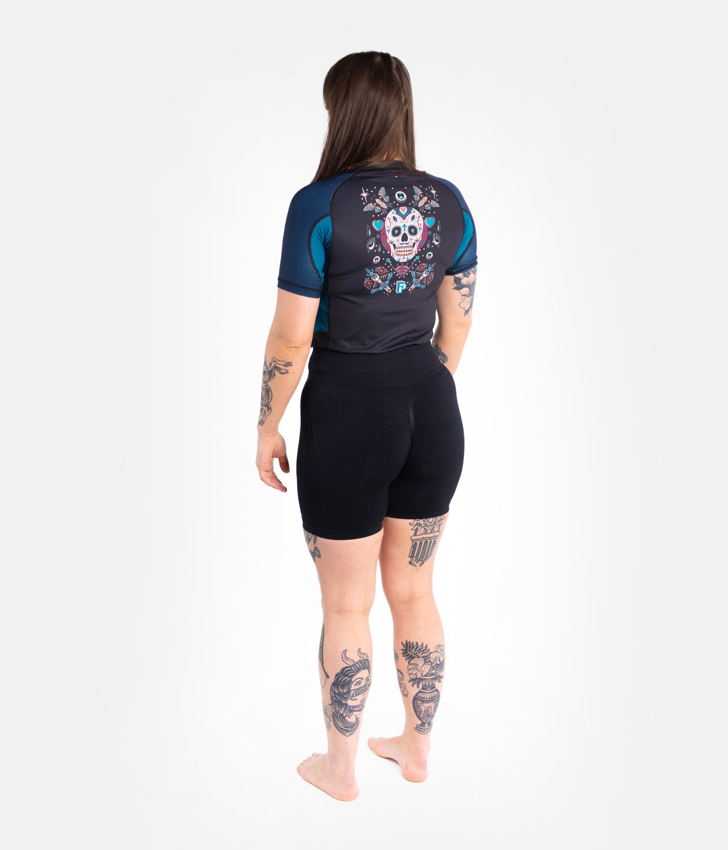 Ladies Sugar Skull Rashguard - Blue