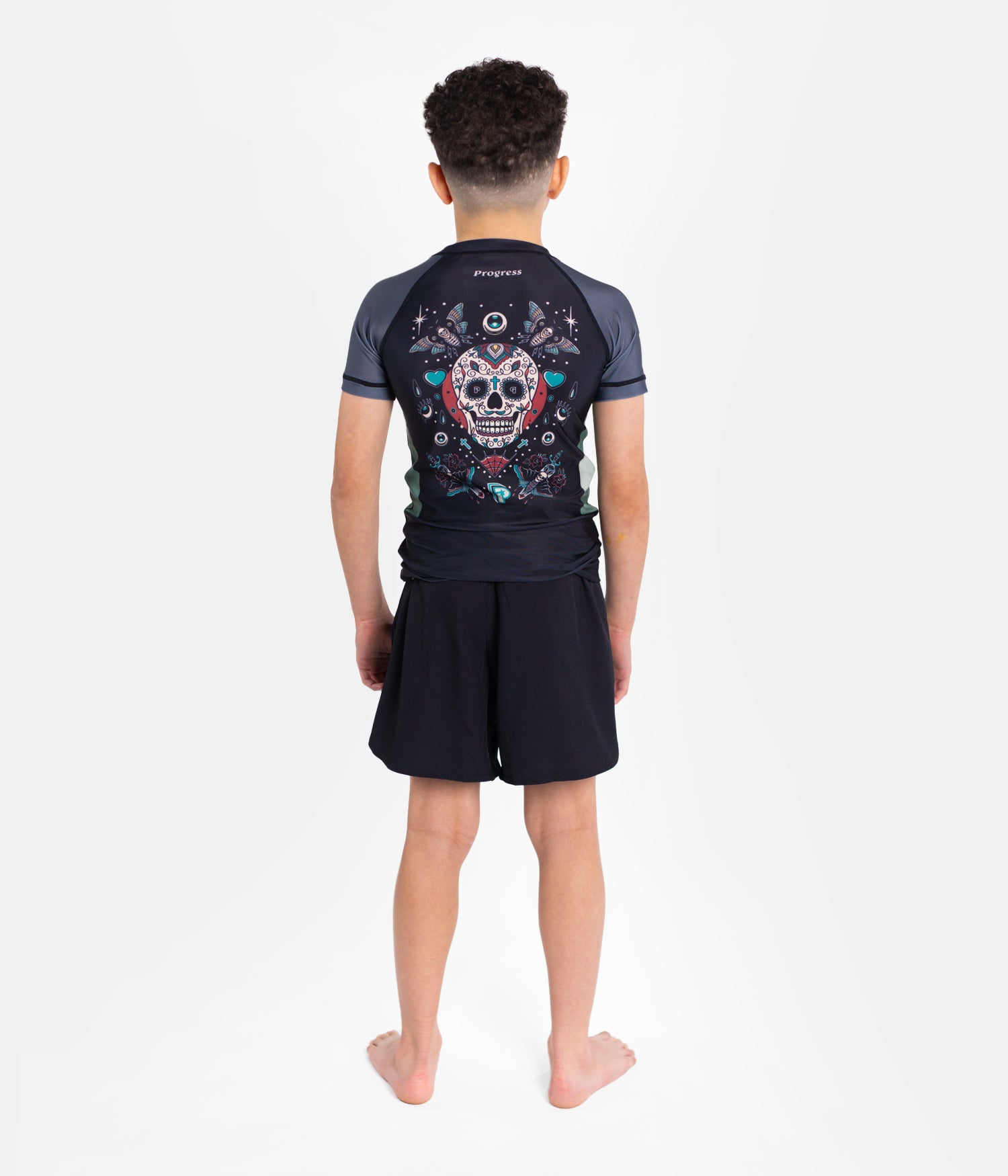 Kids Sugar Skull Rashguard - Green